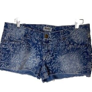 Mudd Juniors Womens 11 denim shorties shorts floral Cut Off Y2K Low Rise